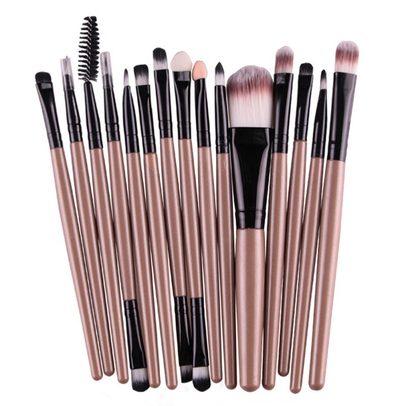 15 Piece Cosmetic Brush Set in Beige
